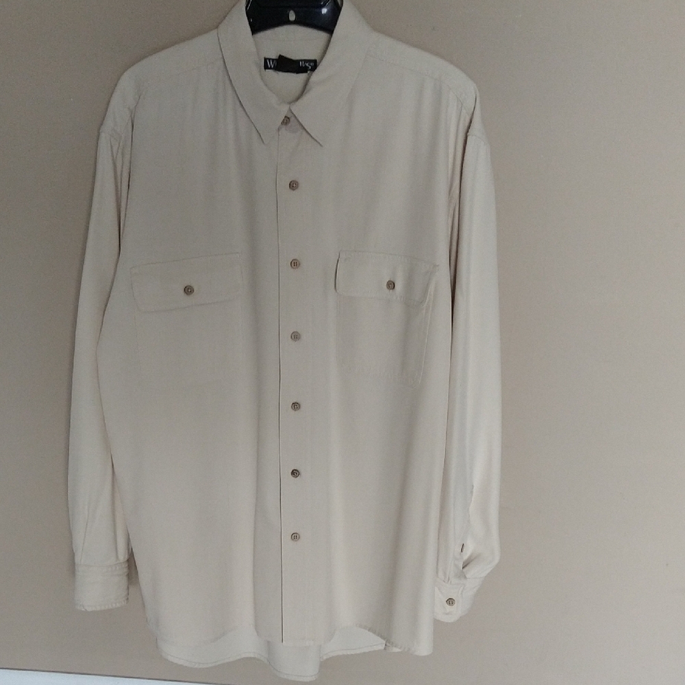 WinterSilks Cream Button-Up Shirt